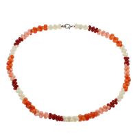 Natural Coral Necklace, brass lobster clasp, platinum color plated, for woman, multi-colored, 9*4mm-10*6mm Approx 19.6 Inch 