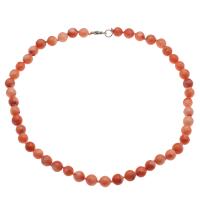 Natural Coral Necklace, brass lobster clasp, platinum color plated, for woman, light red, 8-9mm Approx 17.7 Inch 