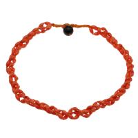 Natural Coral Necklace, with Nylon Cord & Black Agate, for woman, light red, 8*5mm Approx 19.6 Inch 