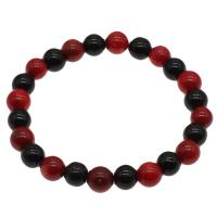 Natural Coral Bracelets, with Black Agate, fashion jewelry & for woman, black and red, 8-9mm Approx 7.5 Inch 