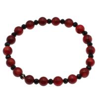 Natural Coral Bracelets, with Black Agate, fashion jewelry & for woman, black and red, 7mm Approx 7.5 Inch 
