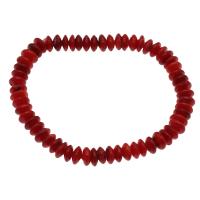 Natural Coral Bracelets, brass lobster clasp, fashion jewelry & for woman, red, 7*4mm Approx 7.5 Inch 
