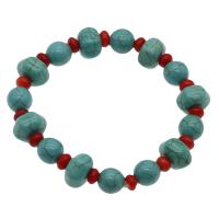 Bracelet à turquoises synthétique, turquoise synthétique, avec corail, bijoux de mode & pour femme, blue ciel, 10mm,13*8mm Environ 7.5 pouce, Vendu par brin