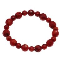 Bracelets corail naturels, bijoux de mode & pour femme & facettes, rouge, 11mm,7mm Environ 7.5 pouce, Vendu par brin