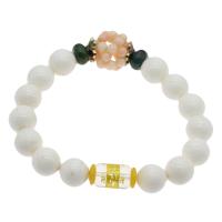 Natural Coral Bracelets, with Yellow Agate & Brass, gold color plated, for woman & enamel, white, 10mm Approx 7.5 Inch 