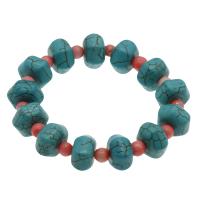 Bracelet à turquoises synthétique, turquoise synthétique, avec corail, bijoux de mode & pour femme, blue ciel, 16*10mm Environ 7.5 pouce, Vendu par brin