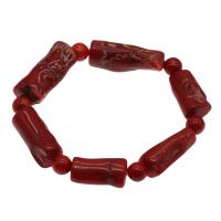 Bracelets corail naturels, bijoux de mode & pour femme, rouge, 21*12mm-29*15mm Environ 7.5 pouce, Vendu par brin