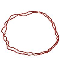 Collar de cadena suéter de Coral, Joyería & para mujer, Rojo, 3*3mm, longitud:aproximado 47.2 Inch, Vendido por Sarta