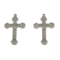 Colgantes de Cruces de acero inoxidable, Cruz del crucifijo, color original, 30x17x2mm, agujero:aproximado 1mm, 300PCs/Bolsa, Vendido por Bolsa