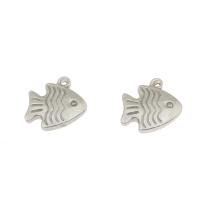 Stainless Steel Animal Pendants, Fish, original color Approx 1.5mm 
