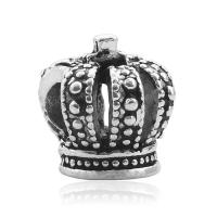 Zinc Alloy European Beads, Crown, antique silver color plated, hollow, 10-15mm Approx 4-4.5mm 