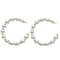 Plastic Pearl Stud Earring, with Zinc Alloy, plated, fashion jewelry & for woman 
