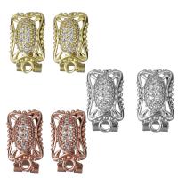 Brass Earring Stud Component, plated, with loop & micro pave cubic zirconia 0.75mm Approx 2mm 