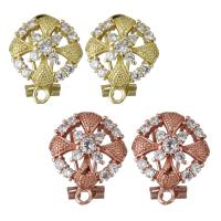 Brass Earring Stud Component, plated, with loop & with cubic zirconia 0.75mm Approx 2mm 