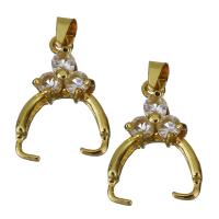 Brass Pinch Bail, gold color plated, with cubic zirconia 1mm Approx 