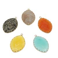 Gemstone Brass Pendants, with Brass, gold color plated & faceted Approx 2.4mm 