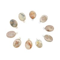 Gemstone Brass Pendants, with Brass, gold color plated, random style Approx 2.5mm 