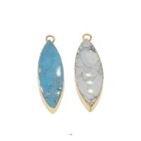 Synthetic Turquoise Pendants, with Brass, gold color plated Approx 2.8mm 