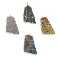 Natural Agate Druzy Pendant, Ice Quartz Agate, with Brass, platinum color plated 48*32*10mm-52*33*8mm Approx 1.8mm 