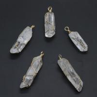 Clear Quartz Pendant, with Brass, gold color plated, random style, 54*14.5mm-69*17.5mm Approx 5mm 