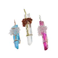 Pendentifs quartz naturel, Cristal naturel, avec laiton, Placage, plus de couleurs à choisir, 73.5*21.5mm-96*26mm Environ 5.7mm, Vendu par PC