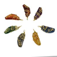 Gemstone Brass Pendants, with Brass, gold color plated, random style, 50*17*13mm-51*19*13mm Approx 3.5mm 