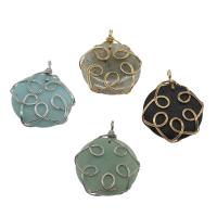 Gemstone Brass Pendants, with Brass, plated Approx 4.8mm 