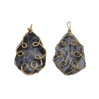 Sodalite Pendants, with Brass, gold color plated Approx 4.6mm 