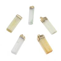 Pendentifs quartz naturel, Cristal naturel, avec laiton, Placage de couleur d'or, Couleur aléatoire, 54*13mm-54*17mm Environ 2mm, Vendu par PC