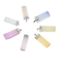 Natural Quartz Pendants, with Brass, silver color plated, Random Color, 51*13mm-55*16mm Approx 2mm 