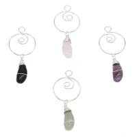 Gemstone Brass Pendants, with Brass, platinum color plated Approx 5mm 