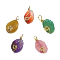 Mixed Agate Pendants, with Brass, gold color plated 28.5*16.5*6mm-30*16*7mm Approx 3mm 