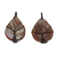 Lace Agate Pendants, with Brass, antique copper color plated, 49*30*10mm-50*33*10mm Approx 5mm 
