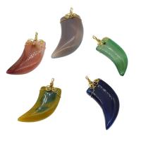 Mixed Agate Pendants, with Brass, gold color plated, random style, 56.5*21.5*10mm-67.5*26.8*11mm Approx 3mm 