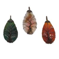 Mixed Agate Pendants, with Brass, antique copper color plated 66*29*12mm-67*31*12mm Approx 5*6mm 