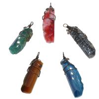 Gemstone Brass Pendants, with Brass, antique copper color plated 58*12mm-67*20mm Approx 4mm 
