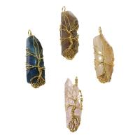 Gemstone Brass Pendants, with Brass, gold color plated, random style, 57*16*13mm-62*18*17mm Approx 5mm 