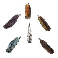 Gemstone Brass Pendants, with Brass, antique copper color plated, random style, 62*18*16mm-70*20*16mm Approx 4mm 