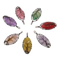 Gemstone Brass Pendants, with Brass, antique copper color plated, random style Approx 5mm 