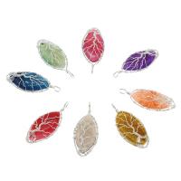 Gemstone Brass Pendants, with Brass, silver color plated, random style Approx 5mm 