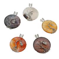 Mixed Agate Pendants, with Brass, antique silver color plated, random style, 60*47*9mm-63*50*11mm Approx 4mm 