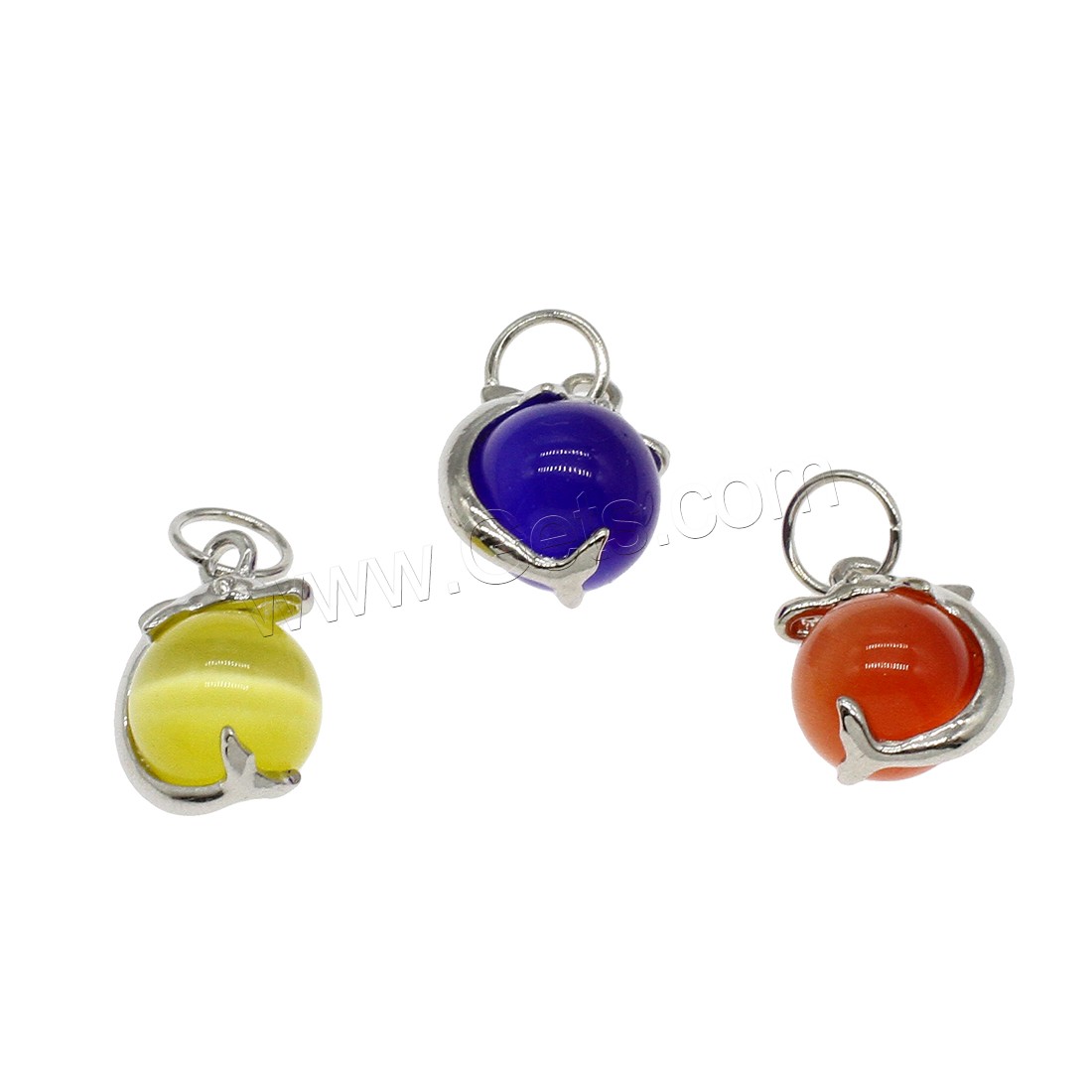 Cats Eye Pendants, with Brass, platinum color plated, different size for choice, more colors for choice, Hole:Approx 2mm, Sold By PC