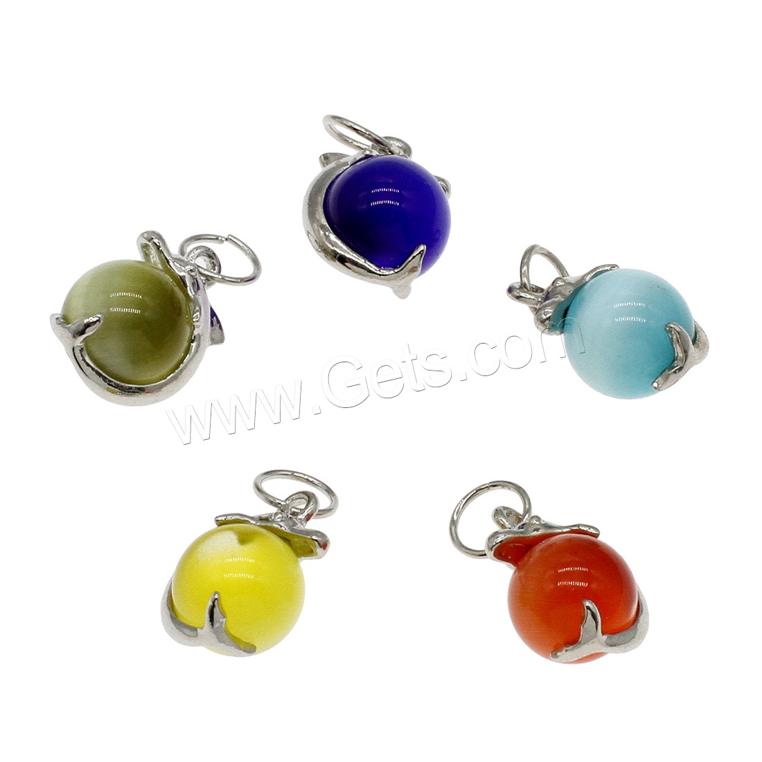 Cats Eye Pendants, with Brass, platinum color plated, different size for choice, more colors for choice, Hole:Approx 2mm, Sold By PC