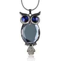 Zinc Alloy Sweater Chain Necklace, with Cats Eye & Crystal, Owl, plated & for woman & with rhinestone Approx 31.4 Inch 