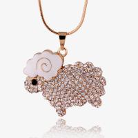 Zinc Alloy Sweater Chain Necklace, Sheep, plated, snake chain & for woman & with rhinestone Approx 29.5 Inch 