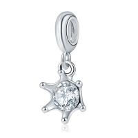Zinc Alloy European Pendants, silver color plated, with rhinestone, 10-30mm Approx 4-4.5mm 