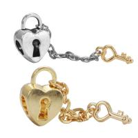 Zinc Alloy European Pendants, Lock and Key, plated, vintage 10-30mm Approx 4-4.5mm 