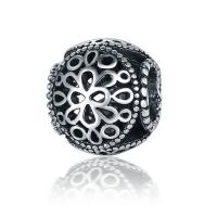 Zinc Alloy European Beads, Round, antique silver color plated, vintage, 10-15mm Approx 4-4.5mm 