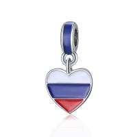 Zinc Alloy European Pendants, Heart, silver color plated, enamel, multi-colored, 10-30mm Approx 4-4.5mm 