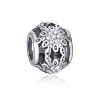 Rhinestone Zinc Alloy European Beads, antique silver color plated, with rhinestone & hollow, 10-15mm Approx 4-4.5mm 
